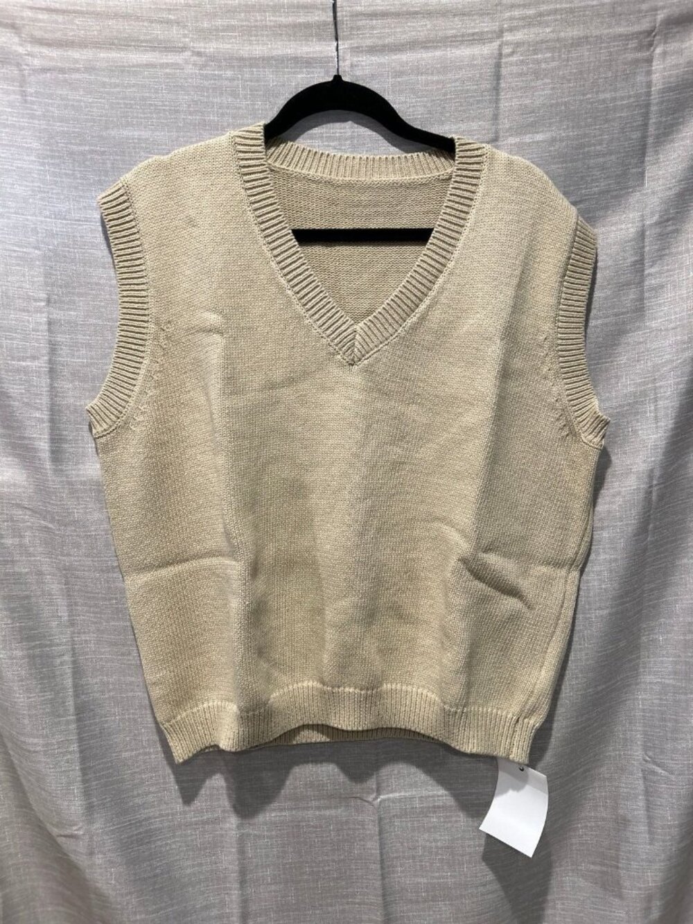 NEW Oversized Sweater Vest Y2K Grandmacore Knitted Beige Vintage Inspired Sz M